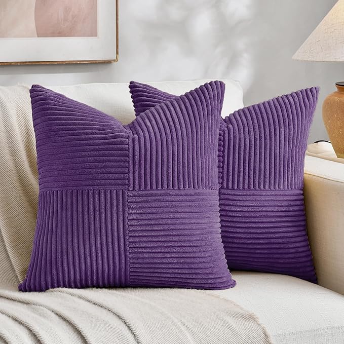 Fancy Homi 2 Packs Purple Big Decorative Throw Pillow Covers 24x24 Inch by Fancy+Homi