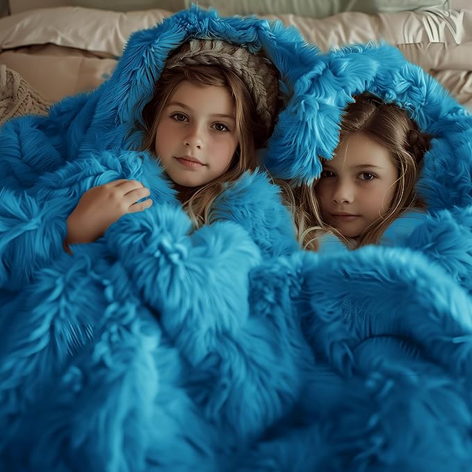 Bedsure GentleSoft Fluffy Bright Blue Throw Blanket Gifts - Image 6