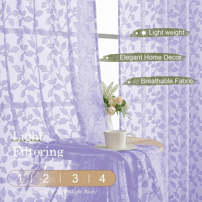 Chyhomenyc Light Purple Sheer Valances - Image 3