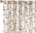 Lazzzy Farmhouse Linen Curtains Black Floral Curtains 96 Inch Length Back Tab by Lazzzy