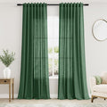 Green Semi Sheer Curtains 120 Inches Long 2 Panels Set Back Tab Loop Pocket by Nanspring