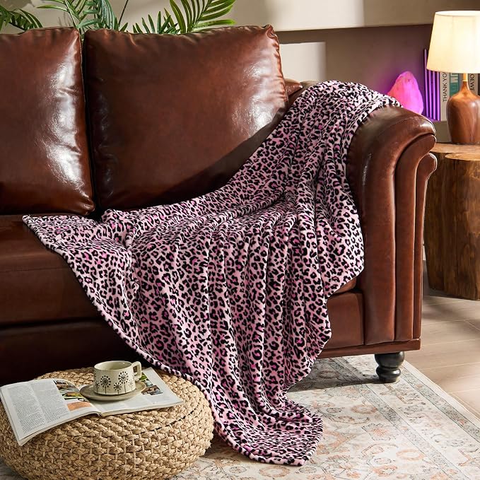 BEDELITE Pink Leopard Blanket Twin– Soft & Cozy Cheetah Blanket - Image 4