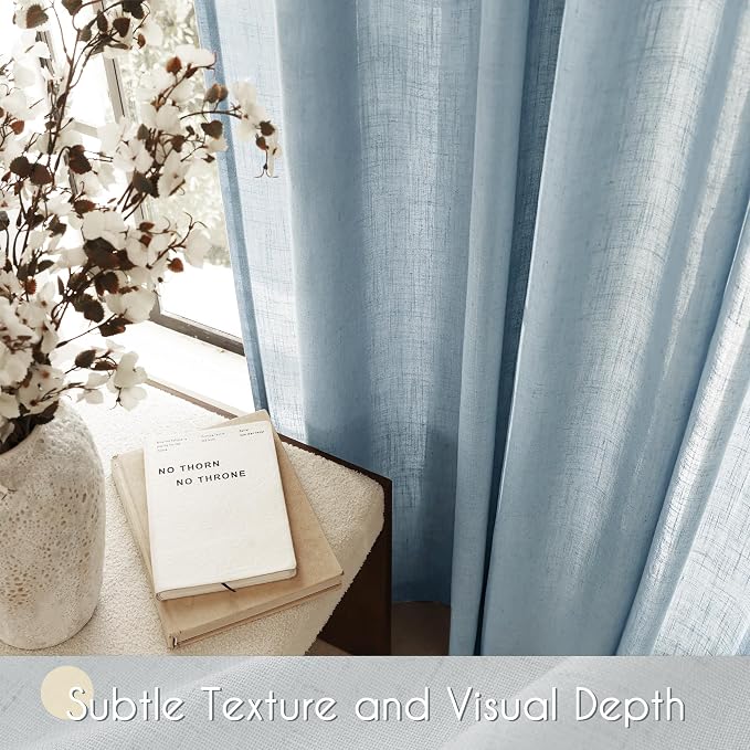 Dusty Blue Linen Curtains 84 inch Long - Image 3