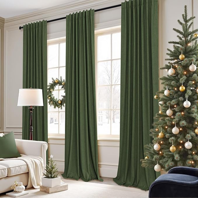 Pitalk Olive Green Blackout Curtains 63 Inch Length 2 Panel - Image 3