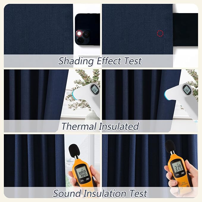 Guken Navy Blue 100% Blackout Curtains 72 Inch Length 2 Panels Set - Image 5