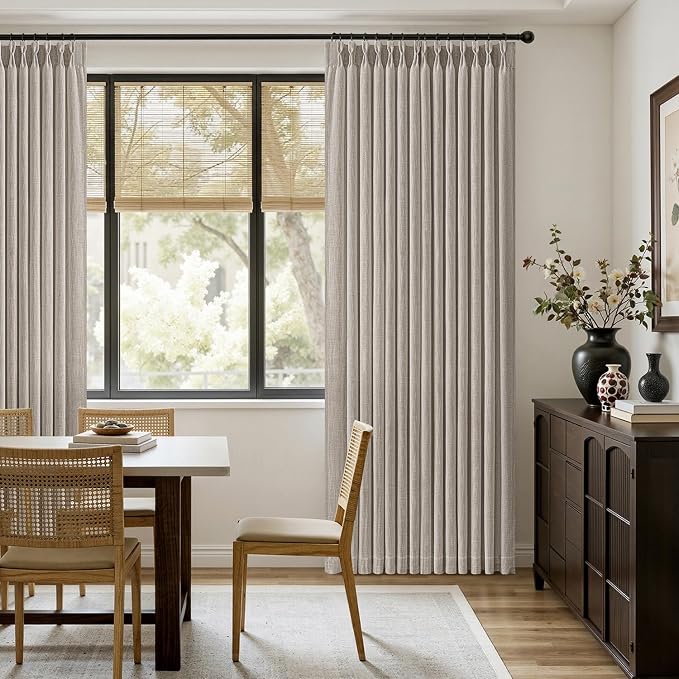 MIULEE Pinch Pleated Thick Linen Curtains 90 Inches Long 2 Panels - Image 5