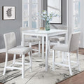KEIKI 5-Piece Counter Height Dining Table Set with Square Table and 4 Upholstered Chair, for 4 Person, Modern Style Crystal Decoration Wooden Table Set, Easy Assembly, for Kitchen, Dining Room,White