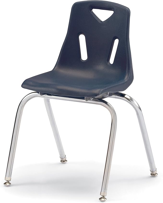 Berries Jonti-Craft 8148JC6112 Stacking Chairs with Chrome-Plated Legs, 18" Height, Navy, Pack of 6