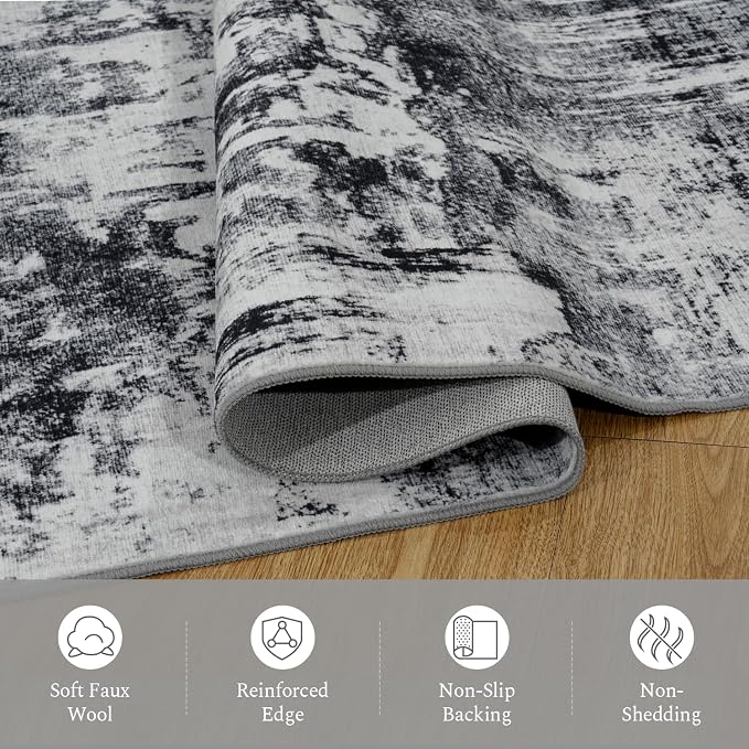 Rugflix 4x6 Area Rugs for Living Room, Washable Large Rug Stain-Resistant Low - Image 7