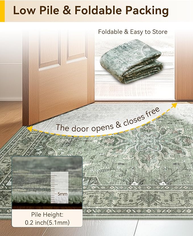 Area Rugs 2'6''x8' Runner Rug Non Slip Washable - Image 4