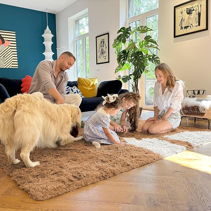 OLANLY 3x5 Machine Washable Small Bedside Rug, Soft Fluffy Shaggy Rugs - Image 7