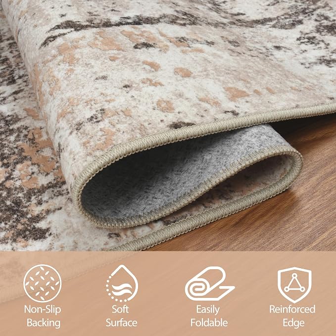 9x12 Area Rugs for Living Room Rug Washable: Abstract Large Rug for Dining Room - Image 3