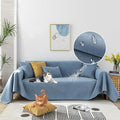 STACYPIK Blue Waterproof Blue Couch Cover, Sofa Cover for 3 Cushion Couch Pet-Friendly, Non-Slip Anti-Scratch Couch Cover for Dogs, L Shaped Sectional Cover, Washable Furniture Protector-71X134IN