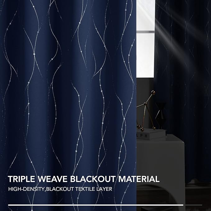 Deconovo Navy Blue Curtains, 42 x 84 Inch, Thermal Insulated Soundproof Privacy - Image 5