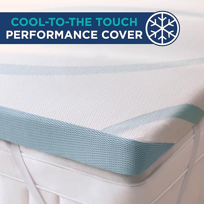 Tempur-Pedic TEMPUR-Adapt + Cooling 3-Inch Full Mattress Topper Medium Luxury Premium Foam, Washable Cover, Medium Cooling Topper,white
