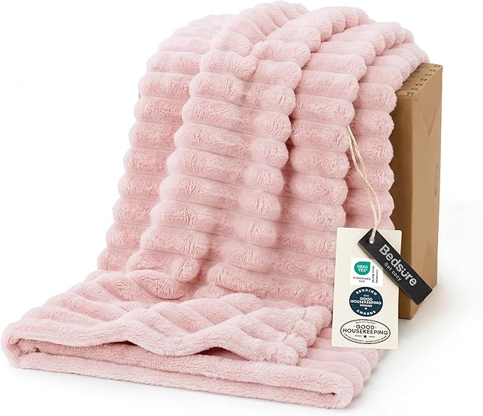 Bedsure GentleSoft Crystal Pink Throw Blanket by BEDSURE