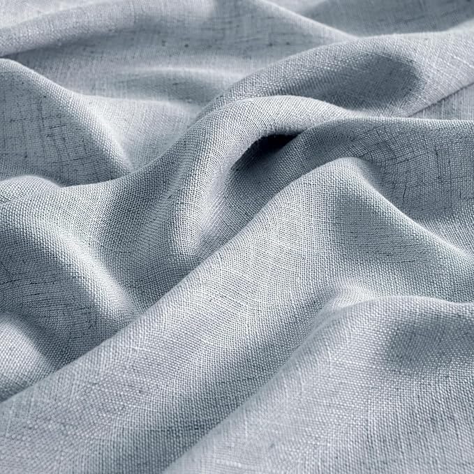 MIULEE Chambray Blue Linen Curtains 90 Inch Long 2 Panels - Image 4