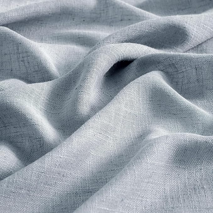 MIULEE Chambray Blue Linen Curtains 72 Inch Length 2 Panels - Image 4