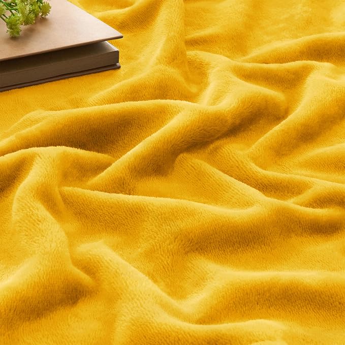 BEDELITE Fleece Blanket Twin Size Yellow Throw Blanket - Image 3