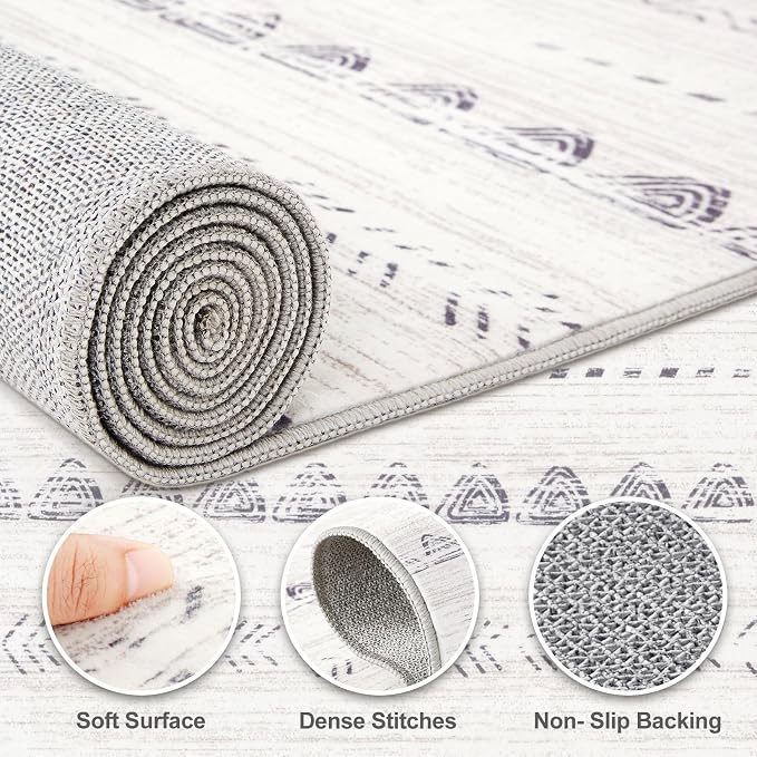 Nakagishi 7x10 Area Rug Living Room: Washable Boho Large Neutral Soft Farmhouse - Image 3