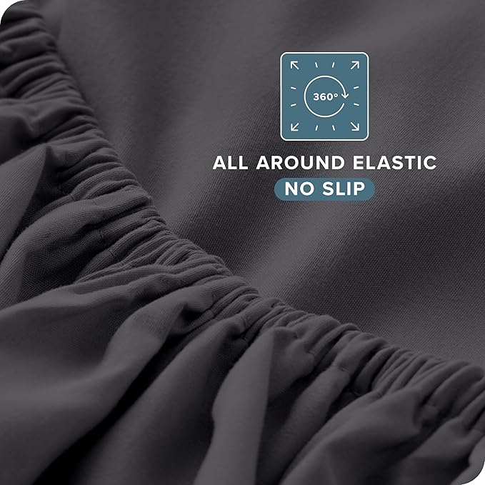Bare Home Short Queen Sheet Set - 1800 Ultra-Soft Microfiber - Double Brushed - Deep Pockets - Easy Fit - 4 Piece Set - Bed Sheets (Short Queen, Forged Iron Grey)