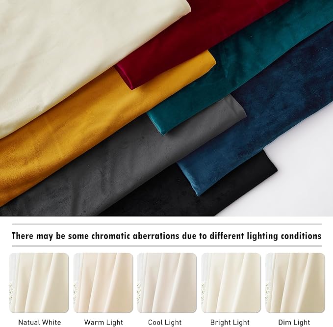 RYB HOME Ivory White Velvet Curtains 72 inches - Image 7