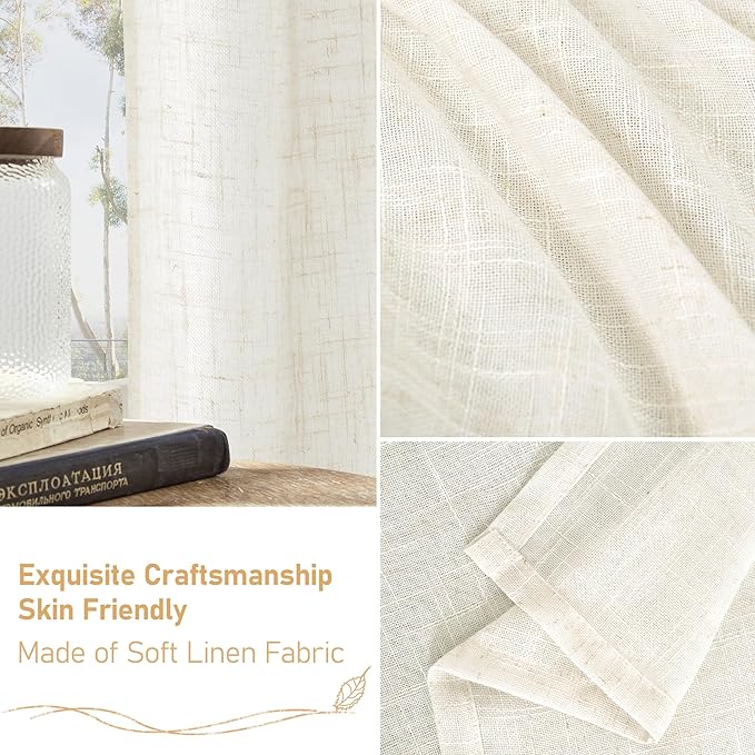 LAMIT Cream Sheer Linen Curtains - Image 7