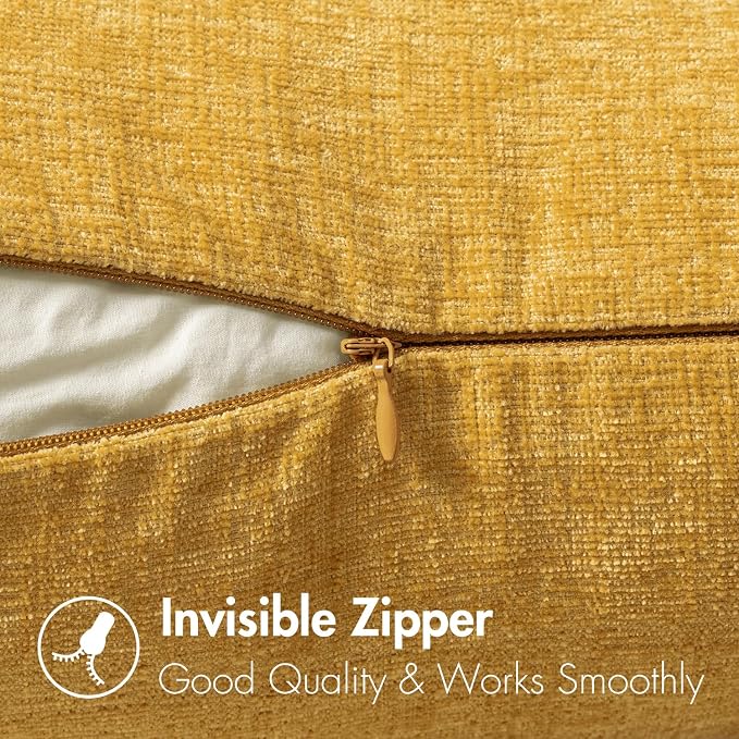 MIULEE Pack of 2 Mustard Yellow Throw Pillow Covers 12x20 Inch Soft Spring - Image 3