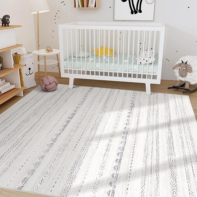 Nakagishi Area Rug Living Room Rugs: 4x6 Soft Machine Washable Boho Neutral - Image 6