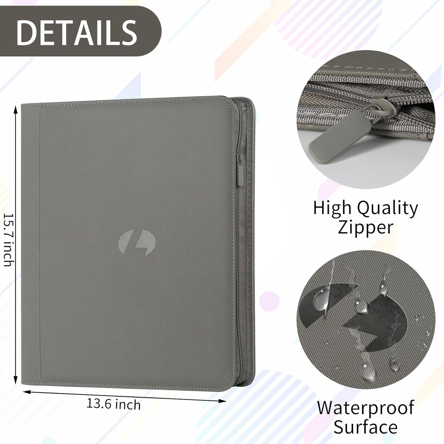 Toploader Binder,Holds 288 Toploaders,9 Pocket Double-Sided Top Loader Binders with Sleeves for 3 x 4'' Toploaders, Card Holder for Trading Cards or Sports Cards (Grey)