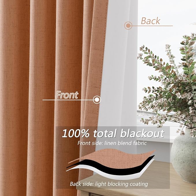Guken 100% Blackout Curtains 84 Inch Length 2 Panels Set - Image 4
