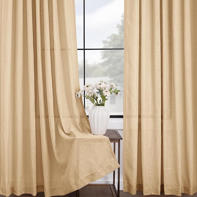 Tan Linen Curtains 102 inches Long - Image 4