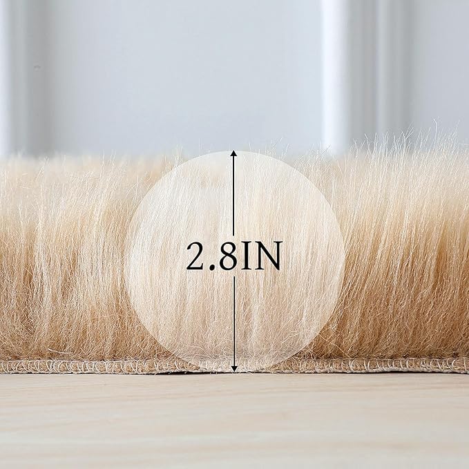 linmopm Faux Fur Rug Sheepskin Shag Fluffy Fuzzy Beige 4x6 ft Rugs - Image 2