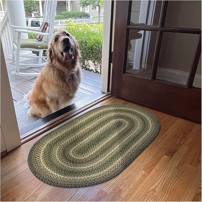 Pinecone Oval Woven Rug 27x45 - Country Style Braided Jute Entryway Rug for Rustic Decor