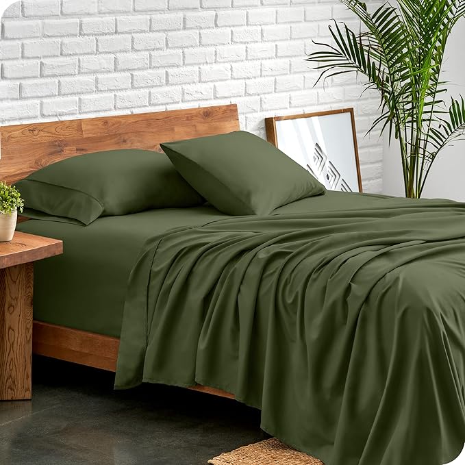 Bare Home Full XL Sheet Set - Luxury 1800 Ultra-Soft Microfiber Full Extra Long Bed Sheets - Double Brushed - Deep Pockets - Easy Fit - 4 Piece Set - Bedding Sheets & Pillowcases (Full XL, Cypress)