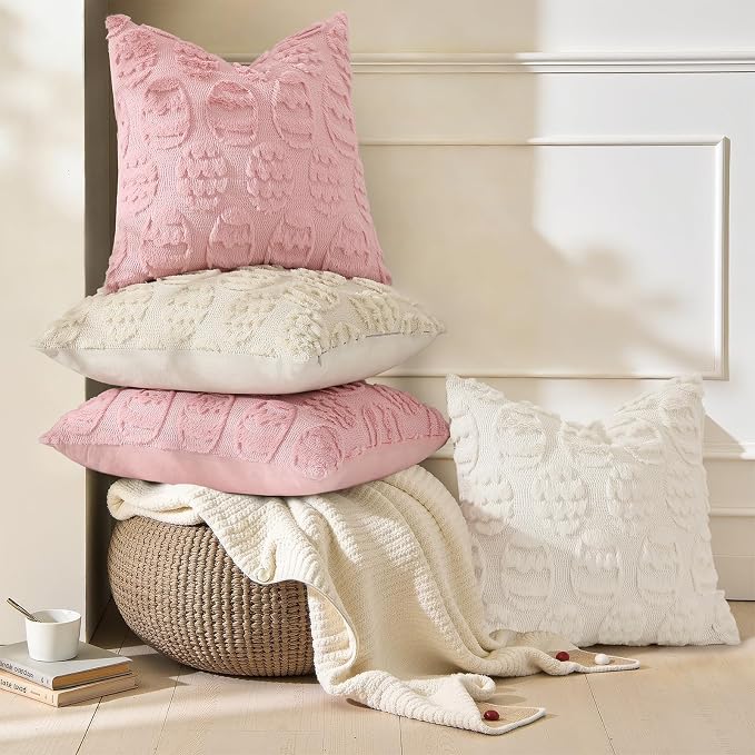 decorUhome Easter Pink Egg Pillow Covers 12x20 Inch Set of 2, Soft Plush Faux - Image 3