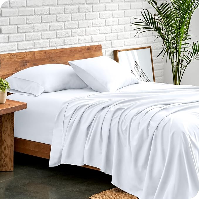 Bare Home Short Queen Sheet Set - 1800 Ultra-Soft Microfiber - Double Brushed - Deep Pockets - Easy Fit - 4 Piece Set - Bed Sheets (Short Queen, White)