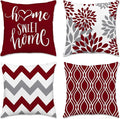 Hexagram Geometric Burgundy Pillow Covers 20x20 Set of 4, Decorative Outdoor by Hexagram