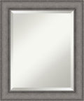 Amanti Art Grey Wall Mirror 25x21 Burnished Concrete Rectangle Bathroom Mirror for Wall Decor Living Room, Small Modern Contemporary Wood Frame, Hangs Horizonally and Vertically, Bathroom Decor