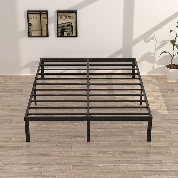 16 Inch California King Bed Frames No Box Spring Need, Platform Cal King Bed Frame with 14 Inch Storage, 3500 lbs Heavy Duty Metal Slats Support, Easy Assembly Mattress Foundation