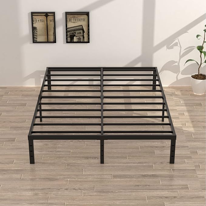 16 Inch King Bed Frame Heavy Duty Metal Platform King Size Bed Frames with 14 Inch Storage, Easy Assembly 3,500 lbs Steel Slats Support Mattress Foundation, Black