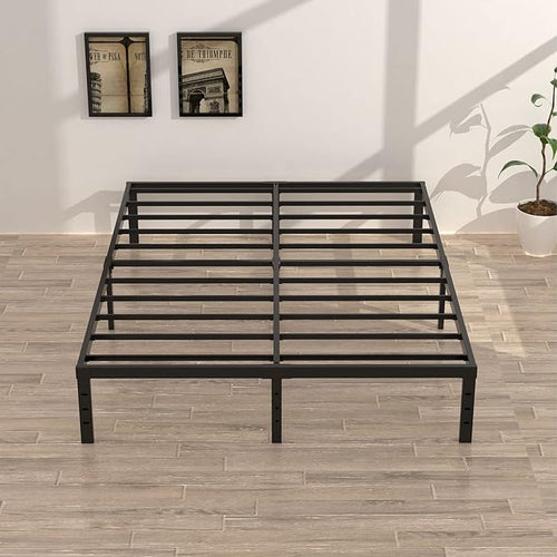 16 Inch Queen Bed Frame No Box Spring Required, Metal Platform Queen Size Bed Frames with 14 Inch Storage, 3,500 lbs Heavy Duty Steel Slats Support, Easy Assembly Mattress Foundation