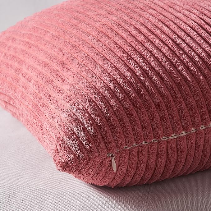 Topfinel Pink Throw Pillow Covers 16x16 Inch Set of 4, Soft Farmhouse Corduroy - Image 2