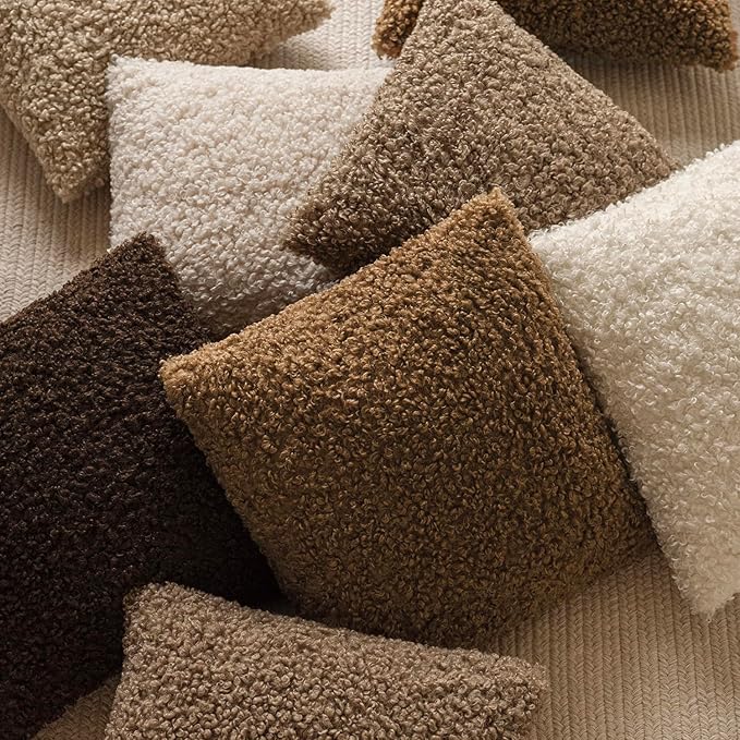 Foindtower 2 Pieces 22x22 Inch Dark Bronze, Faux Fur Throw Pillow Cover Accent Sherpa Furry Pillow Covers Fuzzy Soft Pillowcases Cozy Sheepskin Decorative Fleece Cushion Case for Bed Couch Living Room