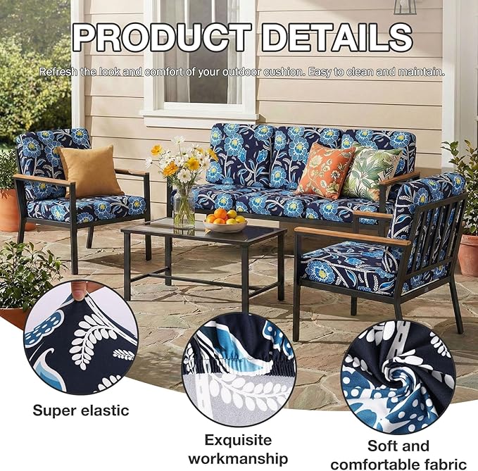 hyha 14Pcs Patio Cushion Covers, Stretch Outdoor Couch Cushion Covers, Washable - Image 3