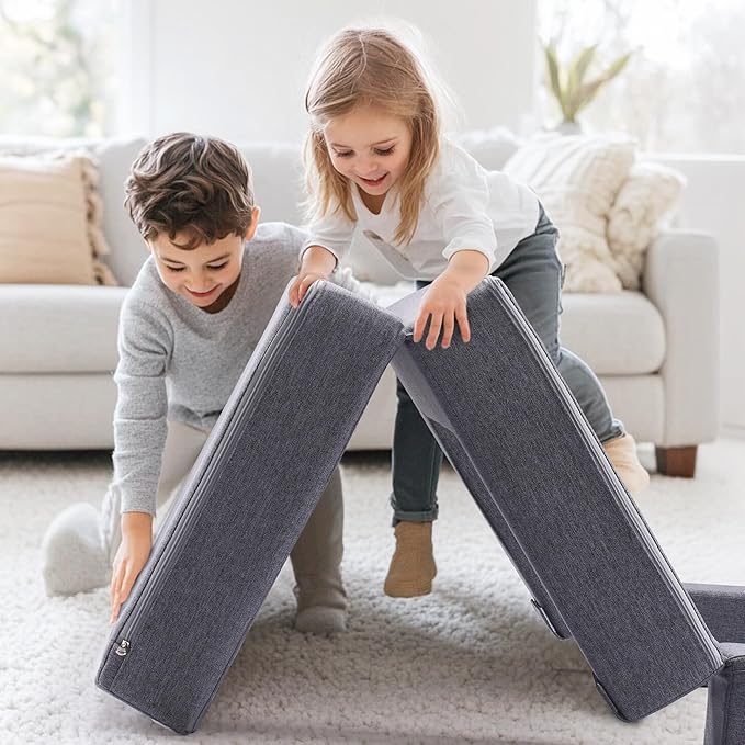 ROBOTIME Modular Play Couch for Kids – Convertible Foam Toddler Sofa for Boys & Girls, Kids Couch for Playroom & Bedroom, Versatile Building Sofa for Forts and Reading Nooks (Space Grey)
