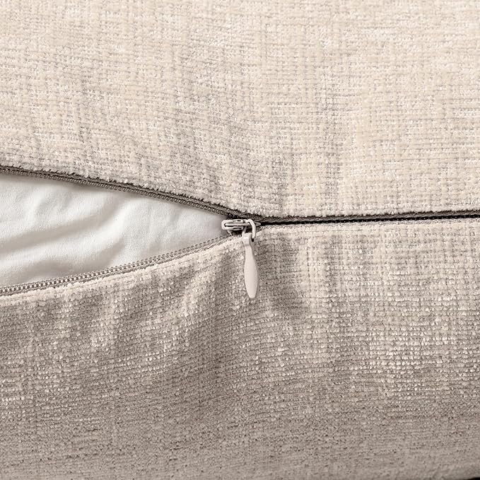 MIULEE Pack of 2 Couch Throw Pillow Covers 20x20 Inch Soft Light Brown Chenille - Image 3