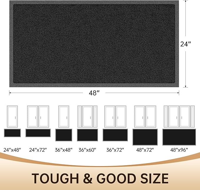 Amyracel Front Door Mat Indoor Outdoor Entrance, 24" x 48" All-Season Waterproof Heavy Duty Doormat for Outside Entry, Stain and Fade Resistant, Low Profile, Easy Clean Patio Entryway Mat