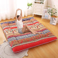 Bohemian Retro Japanese Floor Mattress, Vintage Floral Tatami Floor Mat, Portable Roll up Futon Mattress for Guest,Tavel (A,Twin 80" x 36")