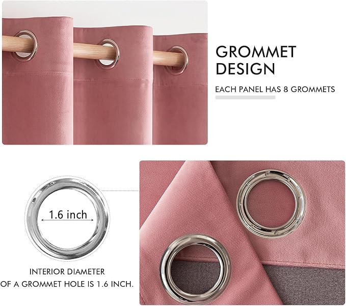 MIULEE Blush Pink Curtains Thermal Insulated Polyester Soundproof Room - Image 2